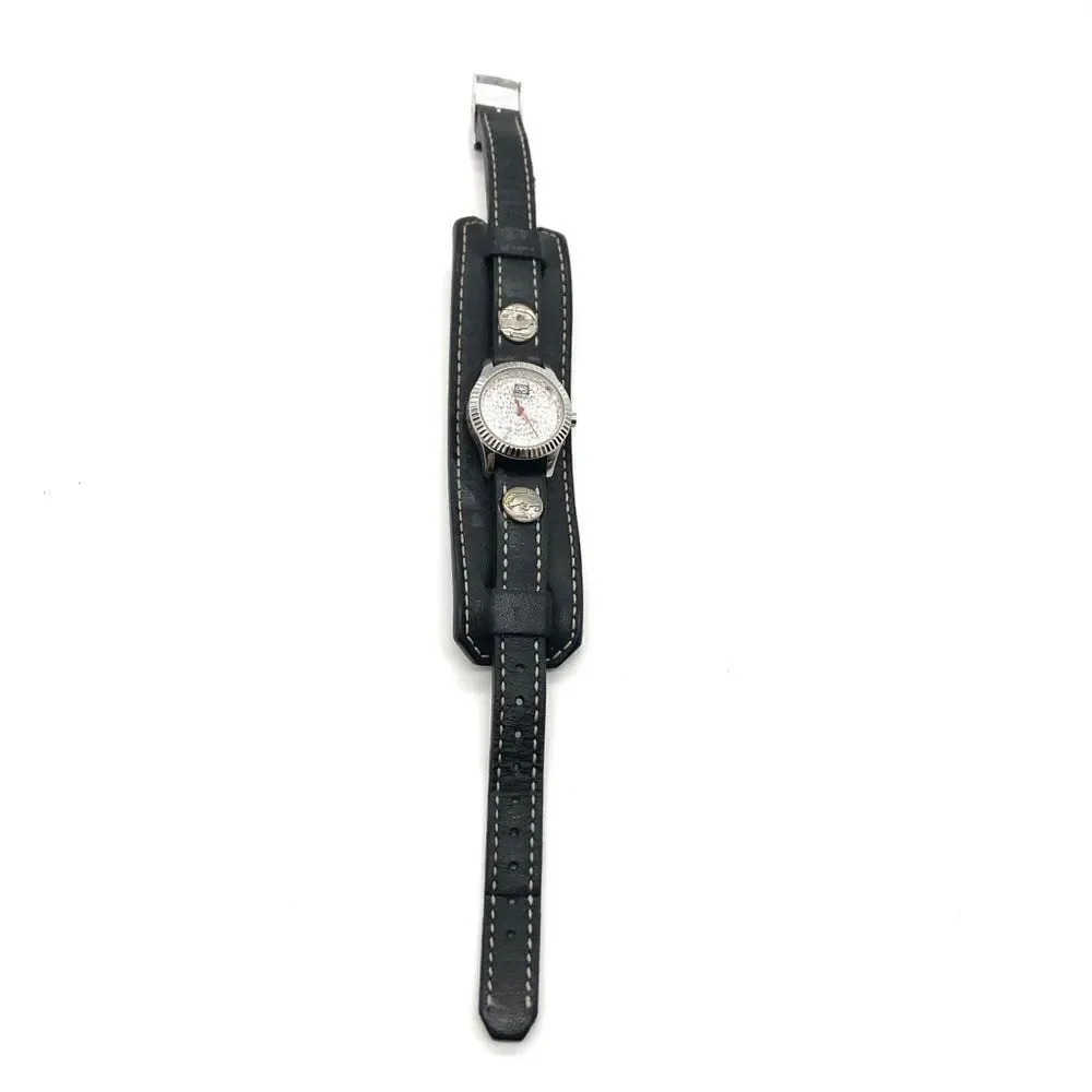 Marc Ecko Leather Watch w/ Rhinestones